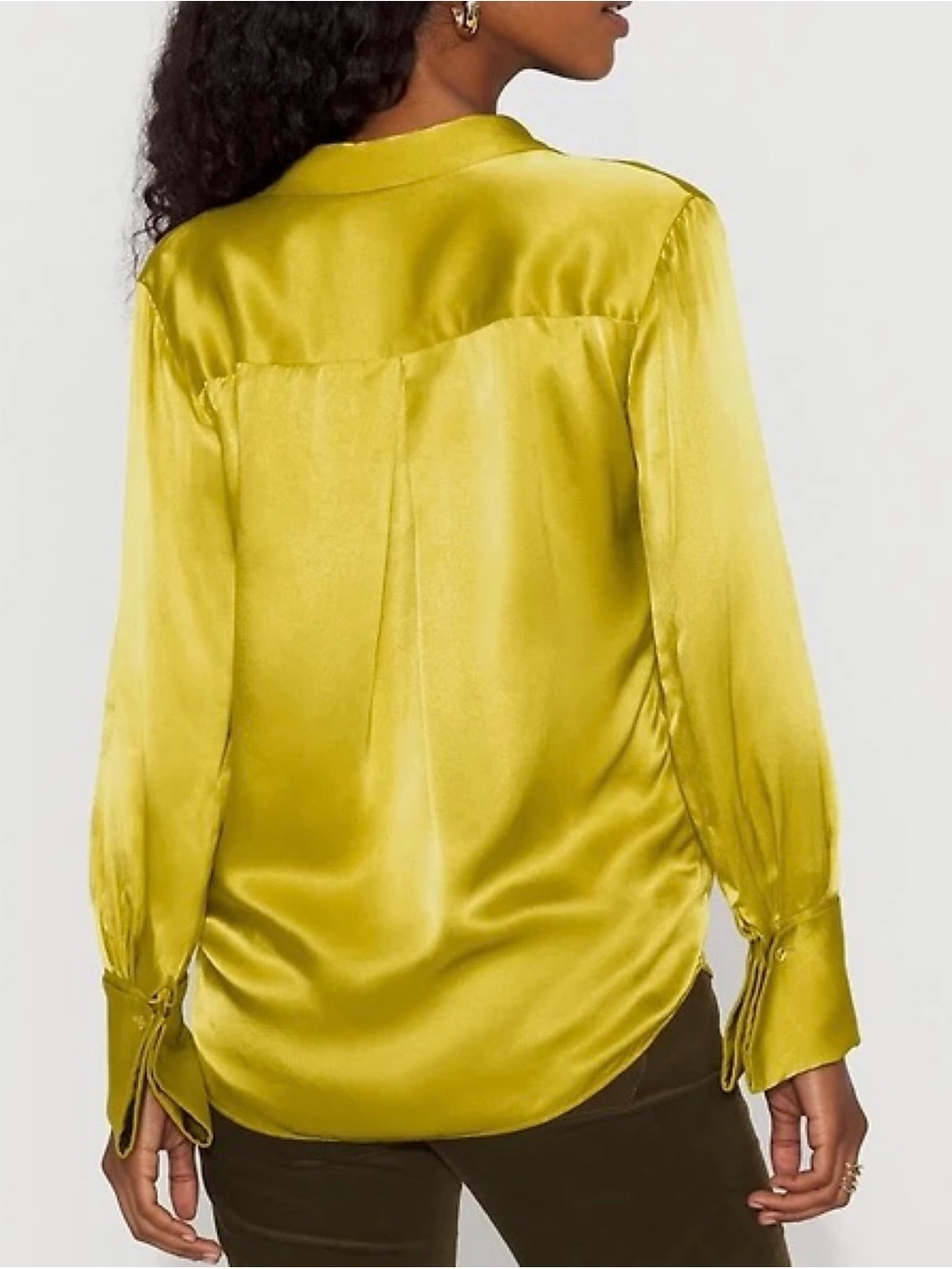 White House Black Market Satin Tuxedo Cuff Shirt - Picture 2 of 8